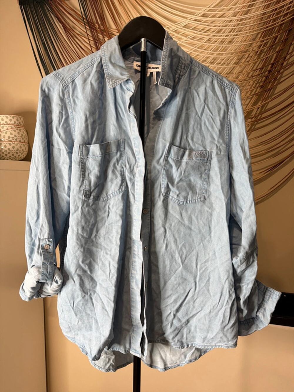 DKNY jeans blue top S button up 3413